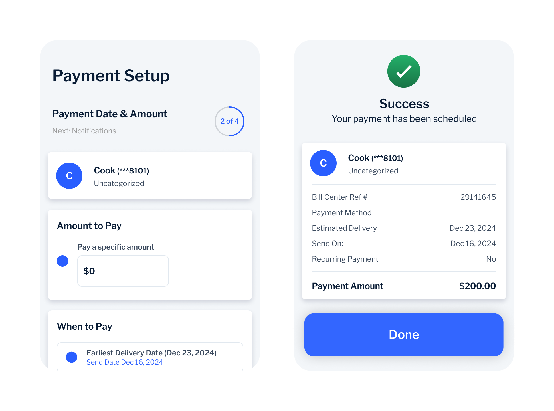 Payment setup