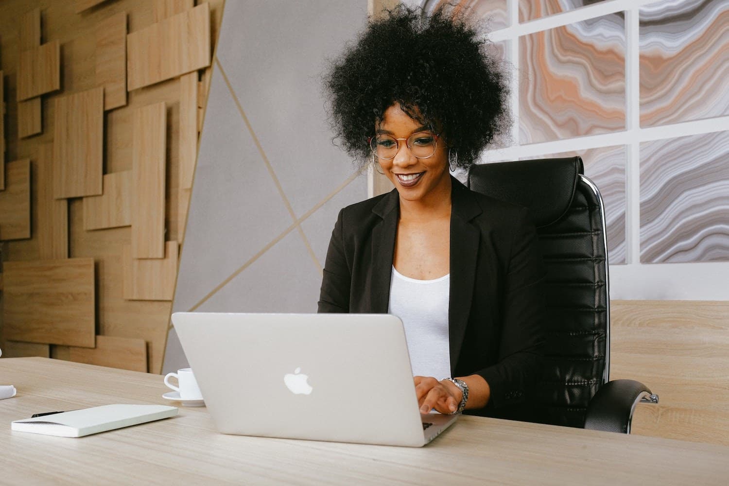 Typing laptop woman